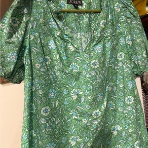 J.Crew Liberty Green Floral Short-Sleeve Top